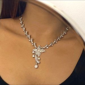Beautiful silver CZ necklace set with earrings